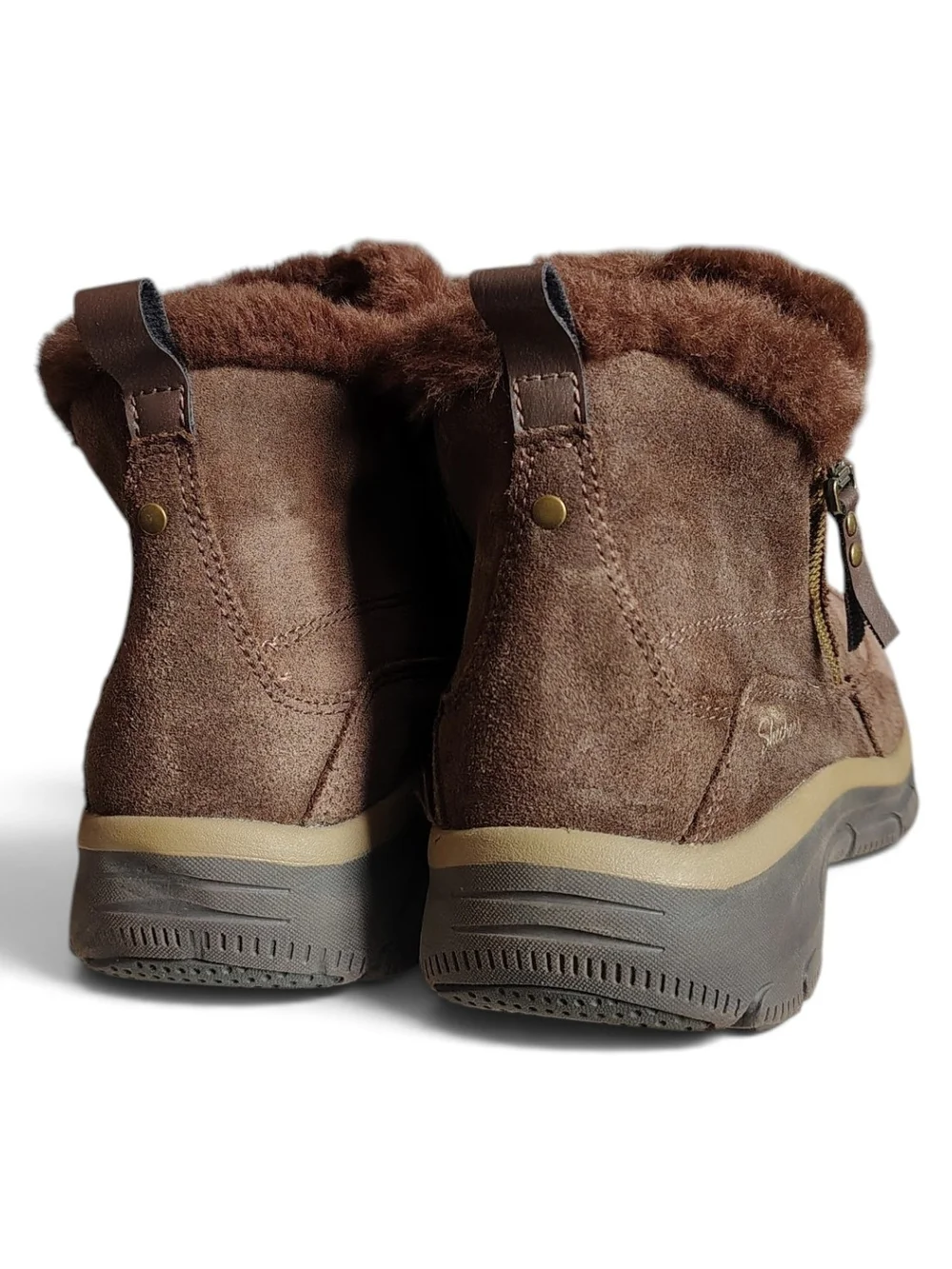 Sketchers Women's 11 Relaxed Fit Easy Going Cool Zip Chocolate Suede Lined Boots